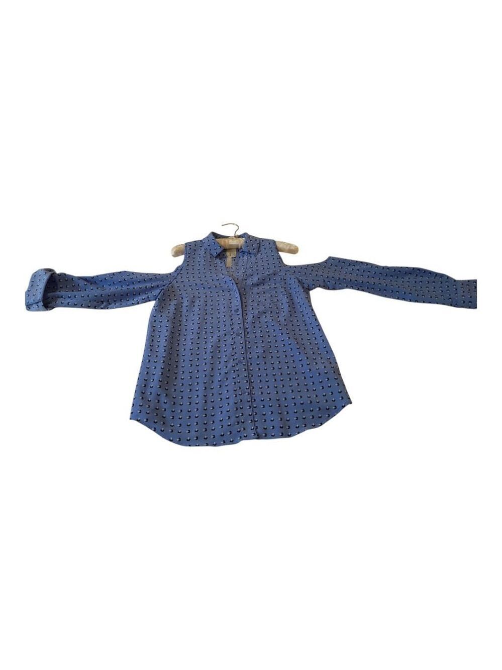 The Limited Ashton Blue Blouse XS Cold Shoulders